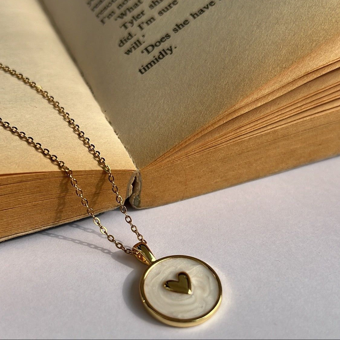 Golden Heart Pearl Pendant Necklace