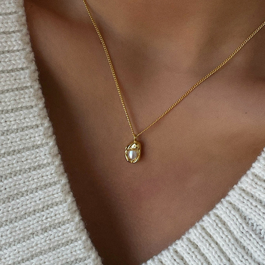 Pearl Nest Pendant Necklace Stainless Steel Anti Tarish