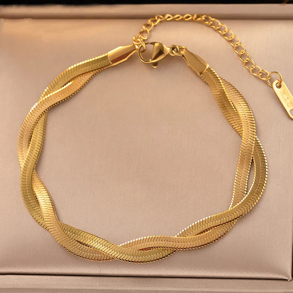 Dual Snake Chain Bracelet Anti Tarnish