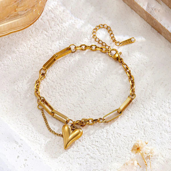 Heart Charm Bracelet Anti Tarnish