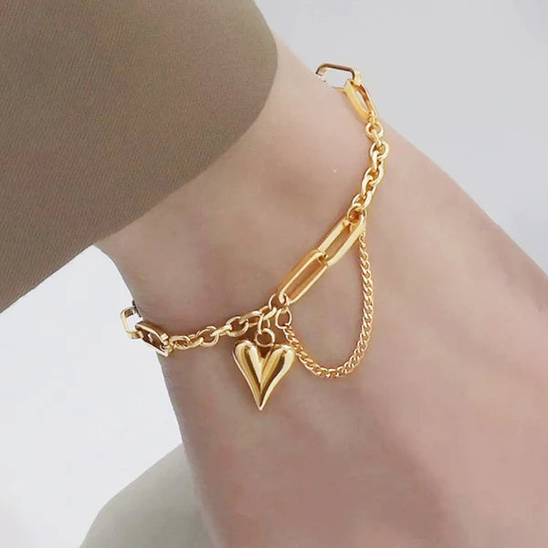 Heart Charm Bracelet Anti Tarnish