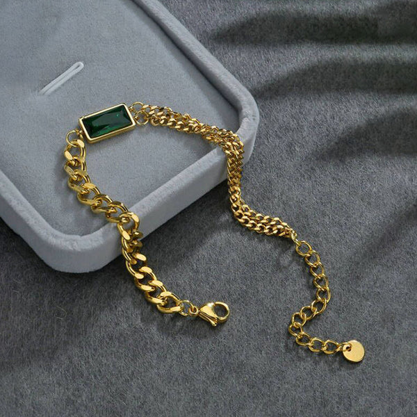 Green Diamond Bracelet Stainless Steel Anti Tarnish