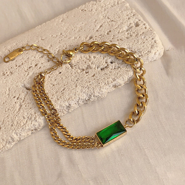 Green Diamond Bracelet Stainless Steel Anti Tarnish