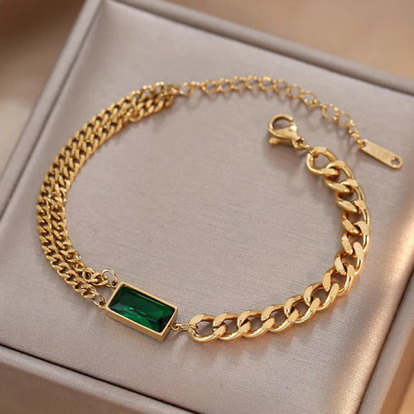 Green Diamond Bracelet Stainless Steel Anti Tarnish