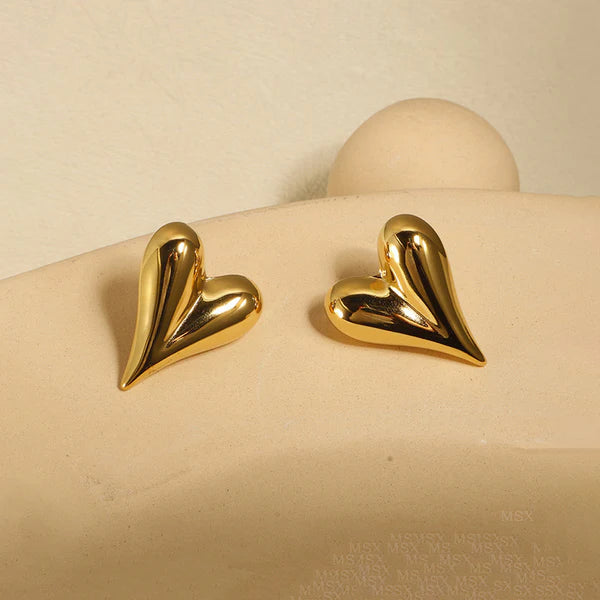 Golden Pulse Heart Studs