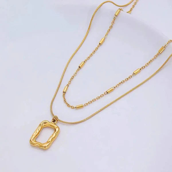 Dual Golden Aura Pendant Necklace Stainless Steel Anti Tarnish