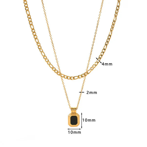 Black Luxe Dual Chain Necklace Stainless Steel Anti Tarnish