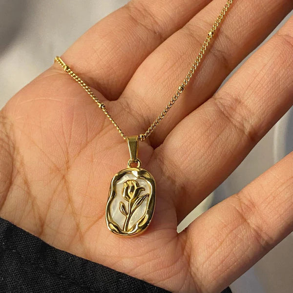 Rose Necklace Stainless Steel Anti Tarnish