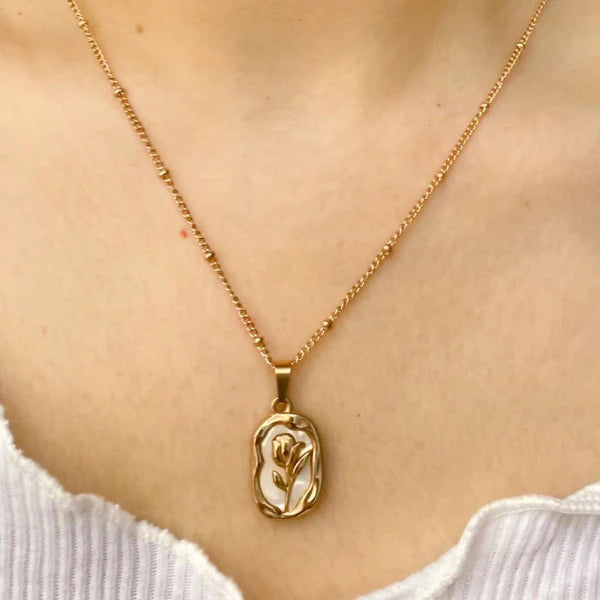Rose Necklace Stainless Steel Anti Tarnish