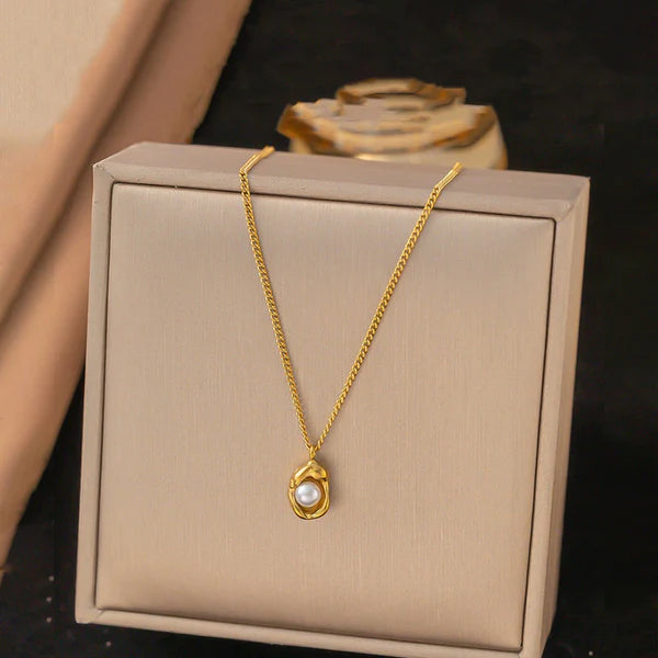 Pearl Nest Pendant Necklace Stainless Steel Anti Tarish