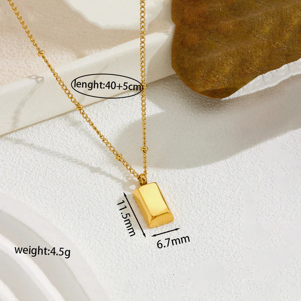 Gold Bar Pendant Necklace Anti Tarnish