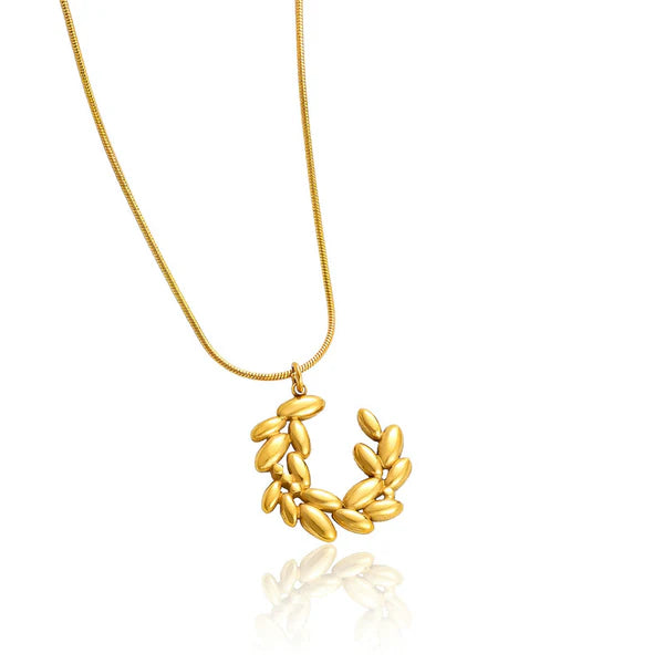 Laurel Leaf Pendant Necklace Anti Tarnish