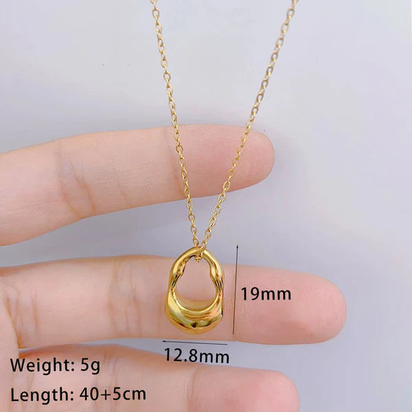 Golden Pebble Loop Necklace Stainless Steel and Anti Tarnish