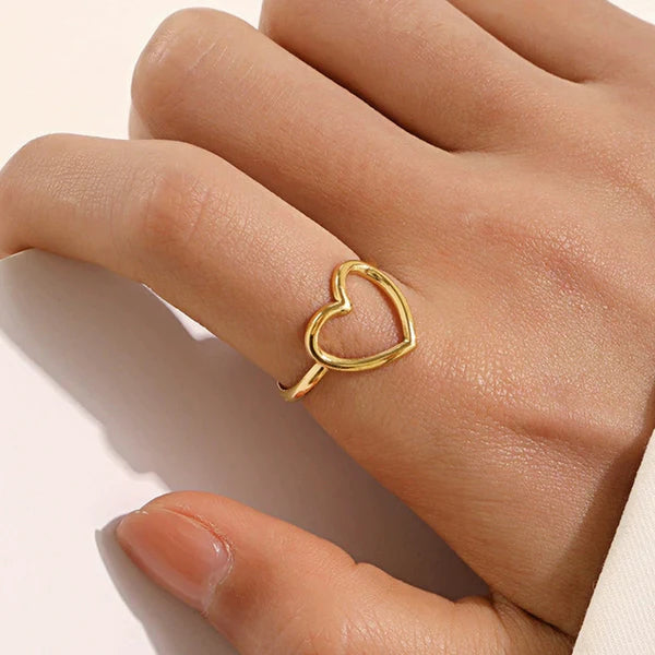 Golden Heart Outline Ring
