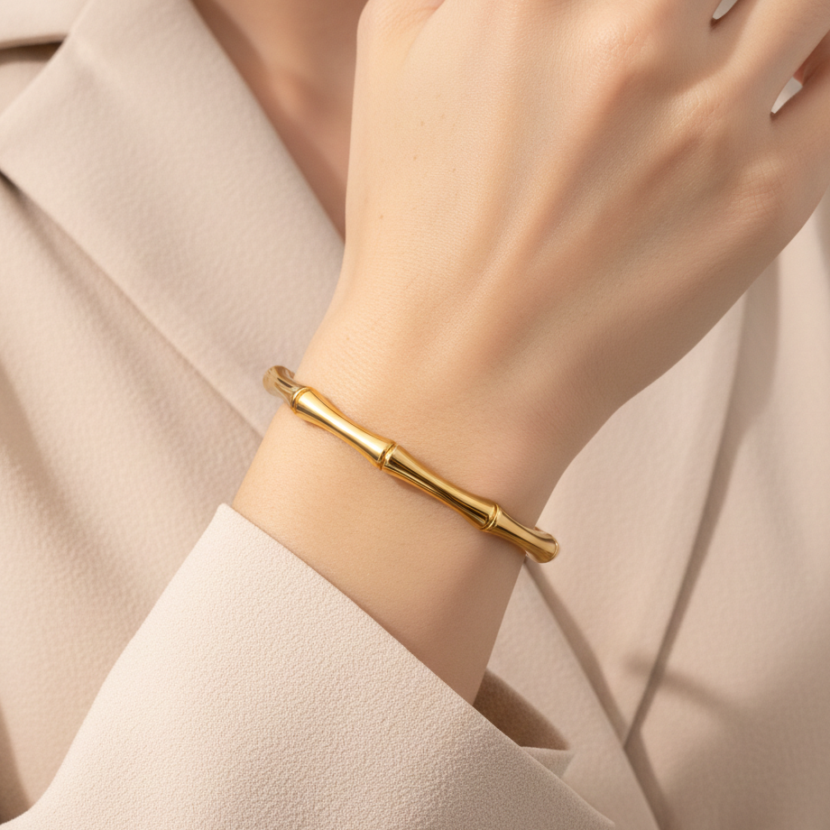 Bamboo Luxe Gold Bracelet – Ainah Jewels