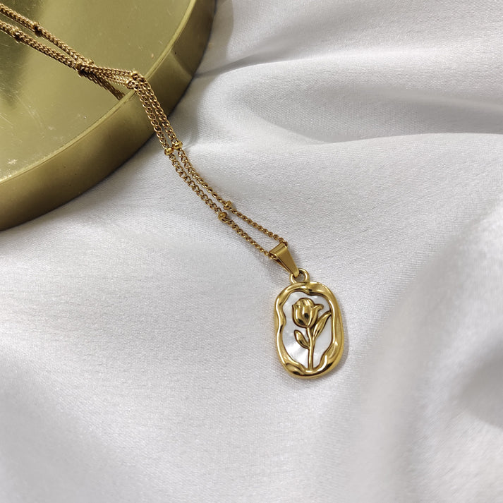 Rose Necklace Stainless Steel Anti Tarnish