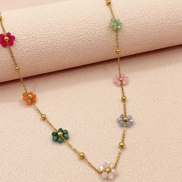 Garden Bloom Flower Beaded Necklace
