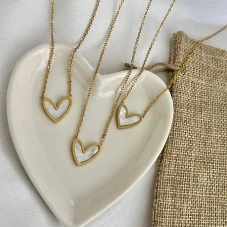White Heart Pendant Necklace