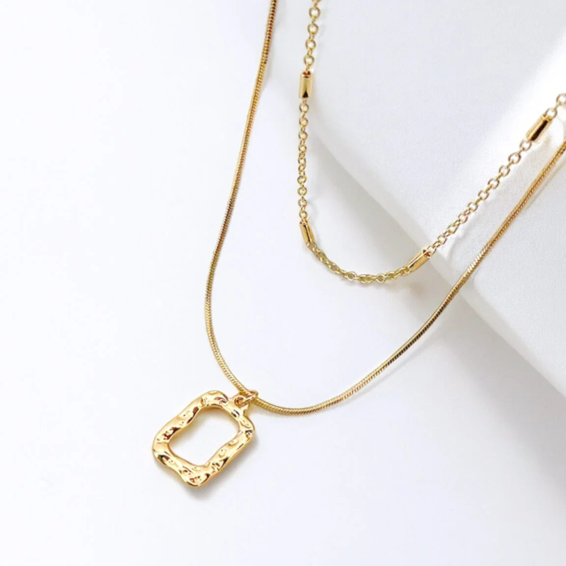 Dual Golden Aura Pendant Necklace Stainless Steel Anti Tarnish