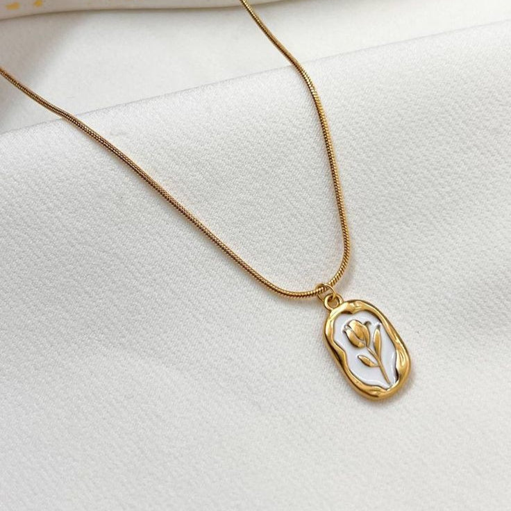Rose Necklace Stainless Steel Anti Tarnish