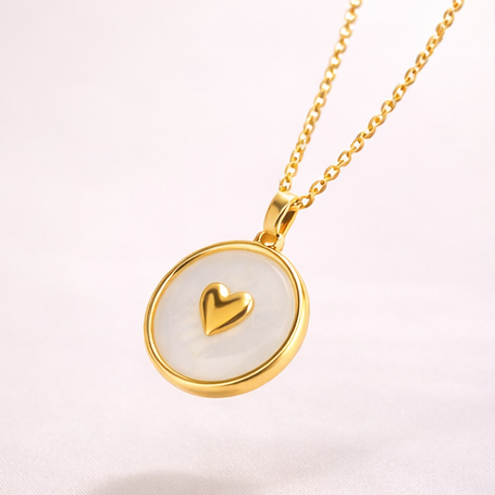 Golden Heart Pearl Pendant Necklace