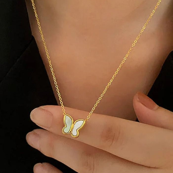White Butterfly Necklace