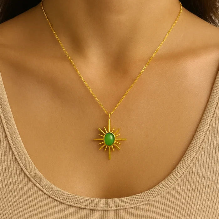 Emerald Sunburst Pendant Necklace