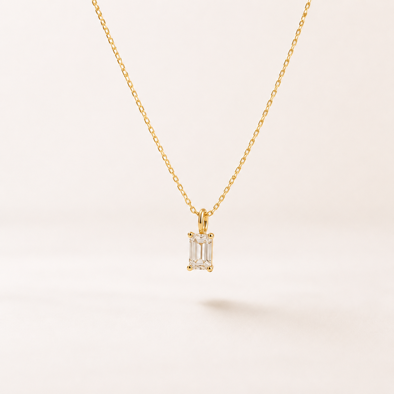 Emerald Cut Crystal Pendant Necklace