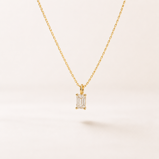 Emerald Cut Crystal Pendant Necklace