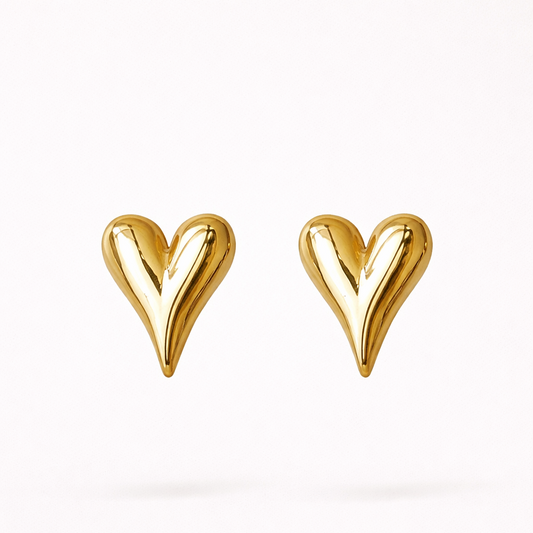 Golden Pulse Heart Studs