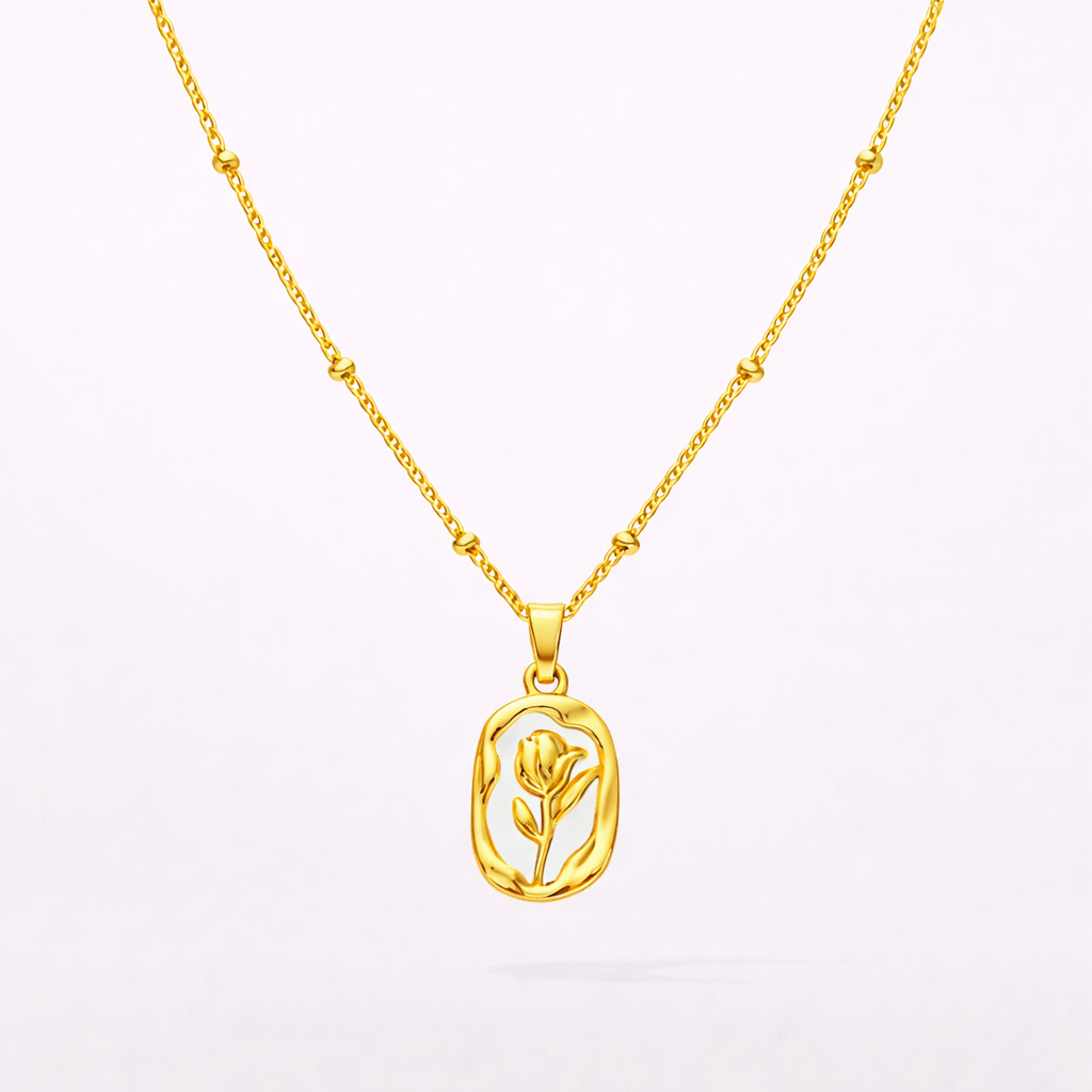 Rose Necklace Stainless Steel Anti Tarnish