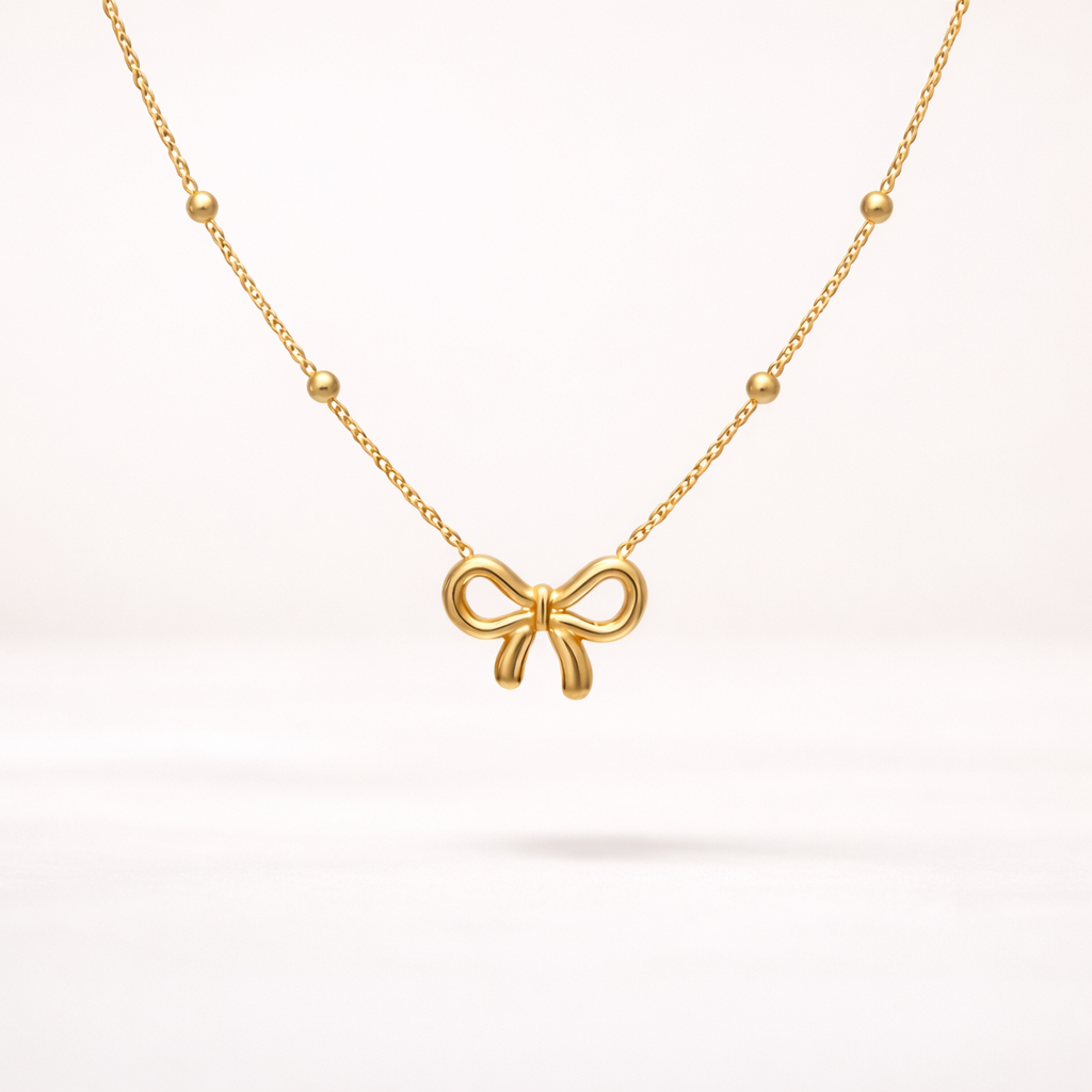 Bow Necklace Stainless Steel Anti Tarnish