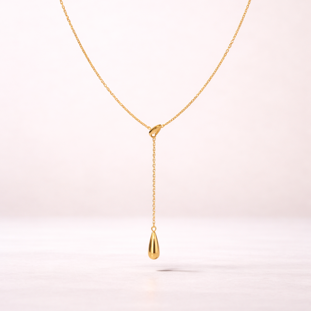 Dewdrop Lariat Necklace Anti Tarnish