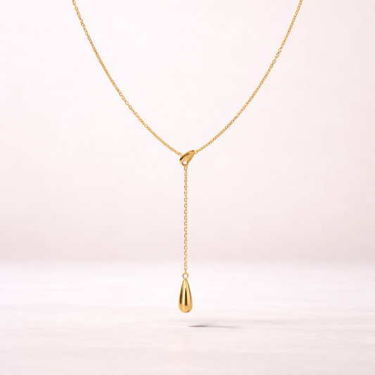Dewdrop Lariat Necklace Anti Tarnish