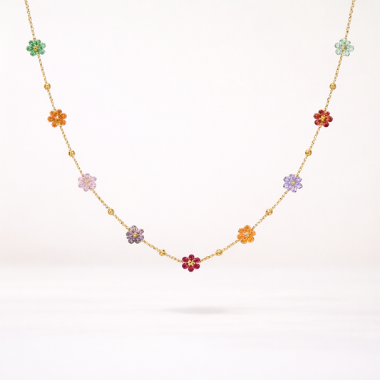 Garden Bloom Flower Beaded Necklace