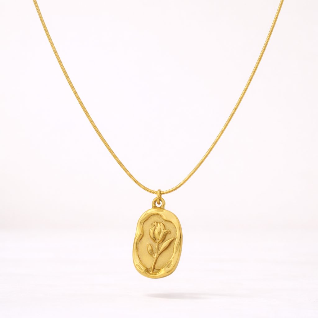 Golden Rose Necklace Anti Tarnish
