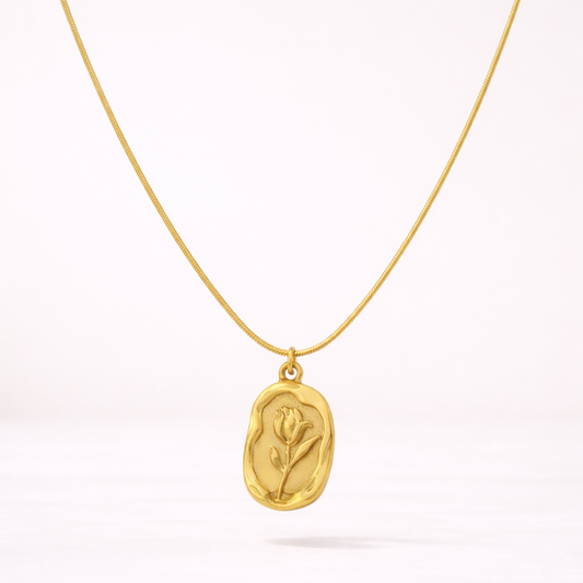 Golden Rose Necklace Anti Tarnish