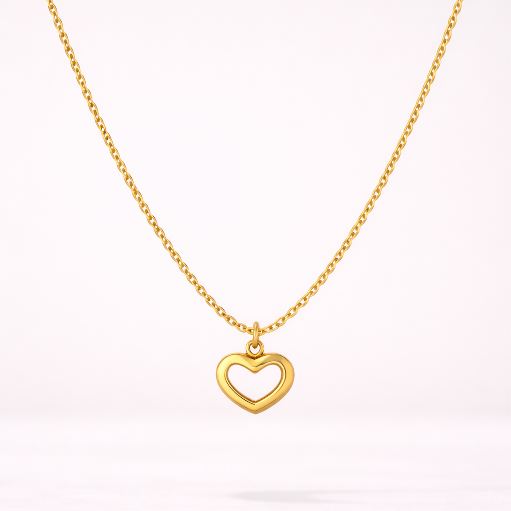 White Heart Necklace Stainless Steel Anti Tarnish