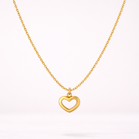 White Heart Necklace Stainless Steel Anti Tarnish