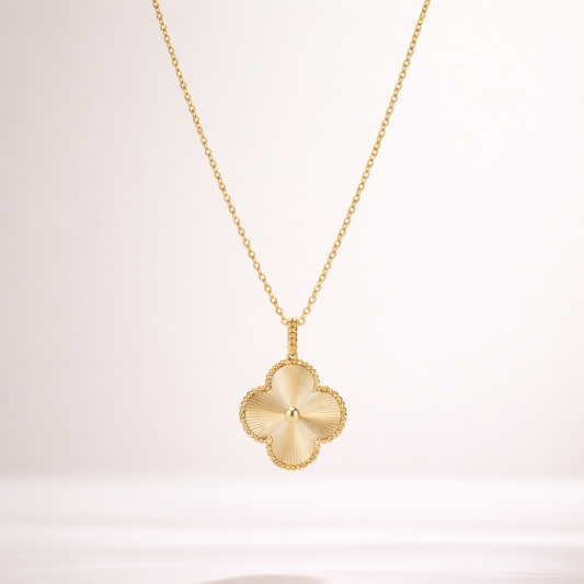 Golden Aura Clover Pendant Necklace