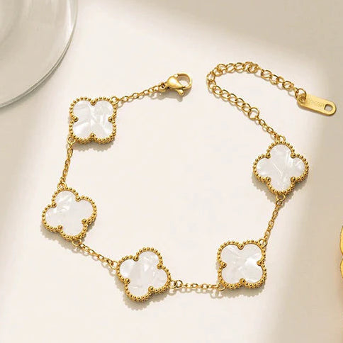 White Clover Charm Chain Bracelet