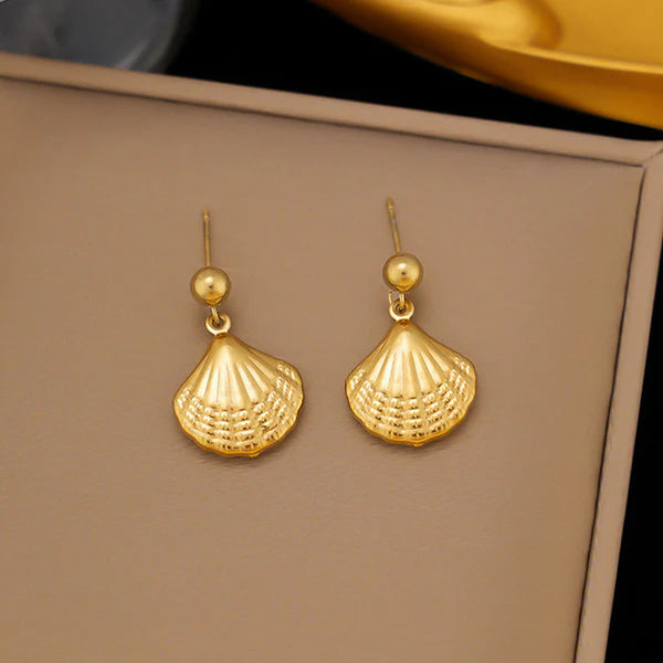 Golden Shell Drop Earrings