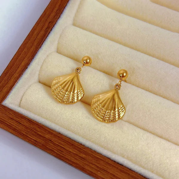 Golden Shell Drop Earrings