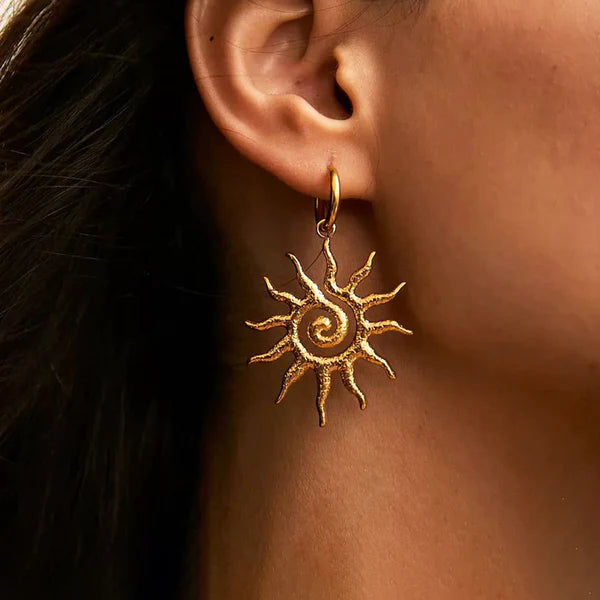Solar Spiral Drop Earrings
