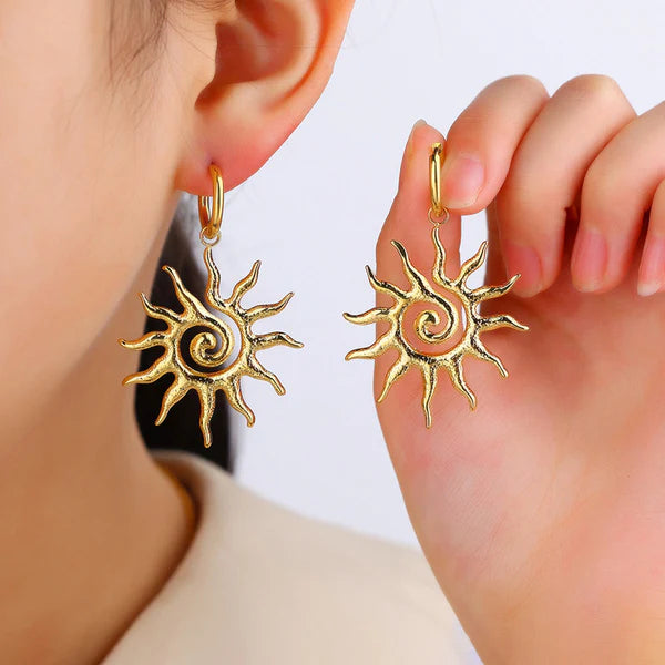 Solar Spiral Drop Earrings