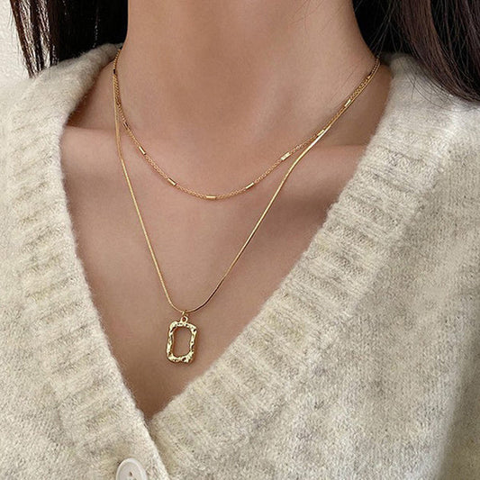 Dual Golden Aura Pendant Necklace Stainless Steel Anti Tarnish