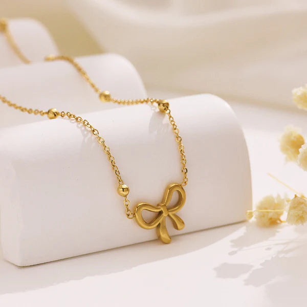 Bow Necklace Stainless Steel Anti Tarnish