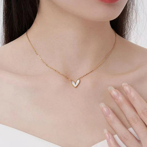 White Heart Pendant Necklace
