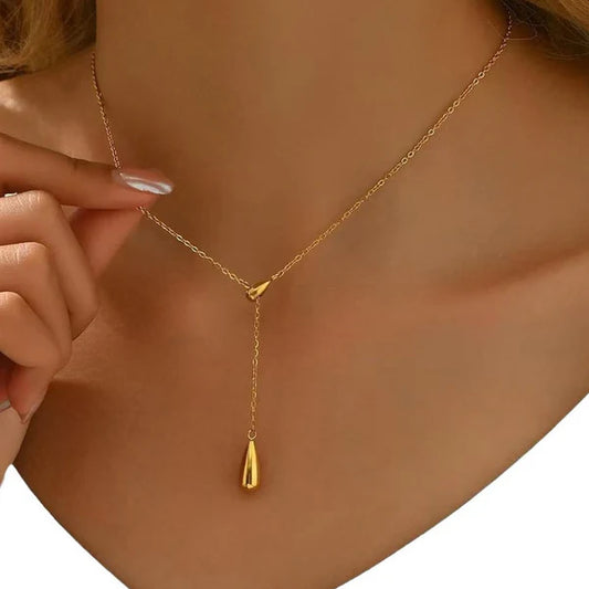 Dewdrop Lariat Necklace Anti Tarnish