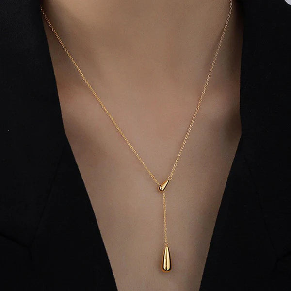 Dewdrop Lariat Necklace Anti Tarnish